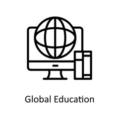 Global Education vector Outline Icon Design illustration. Educational Technology Symbol on White background EPS 10 File