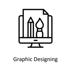 Graphic Designing vector Outline Icon Design illustration. Educational Technology Symbol on White background EPS 10 File