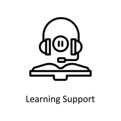 Learning Support vector Outline Icon Design illustration. Educational Technology Symbol on White background EPS 10 File
