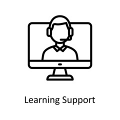 Learning Support vector Outline Icon Design illustration. Educational Technology Symbol on White background EPS 10 File