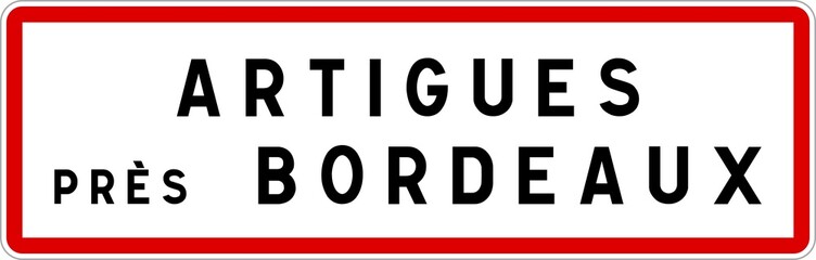 Panneau entrée ville agglomération Artigues-près-Bordeaux / Town entrance sign Artigues-près-Bordeaux