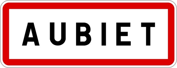 Panneau entrée ville agglomération Aubiet / Town entrance sign Aubiet