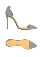 Grey high heel sandal. vector illustration