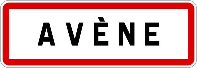Panneau entrée ville agglomération Avène / Town entrance sign Avène
