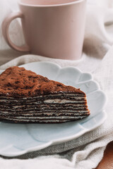 cup of coffee and chocolate cake