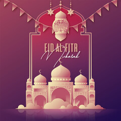 Flat eid al-fitr illustration