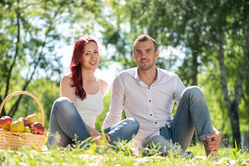 Couple on a picnic in the park