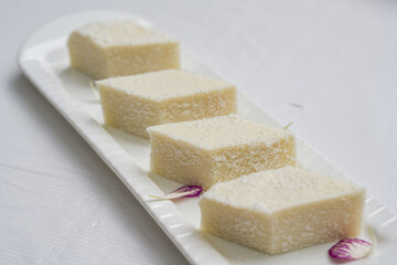 A dish of sweet and fragrant Thai dessert, coconut cake