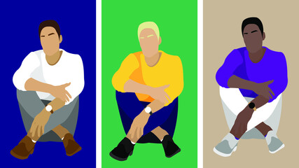 Man of different race who are sitting