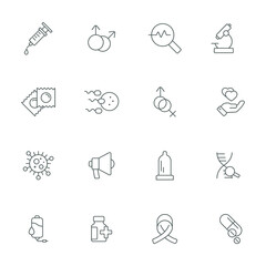 HIV and AIDS icons set . HIV and AIDS pack symbol vector elements for infographic web