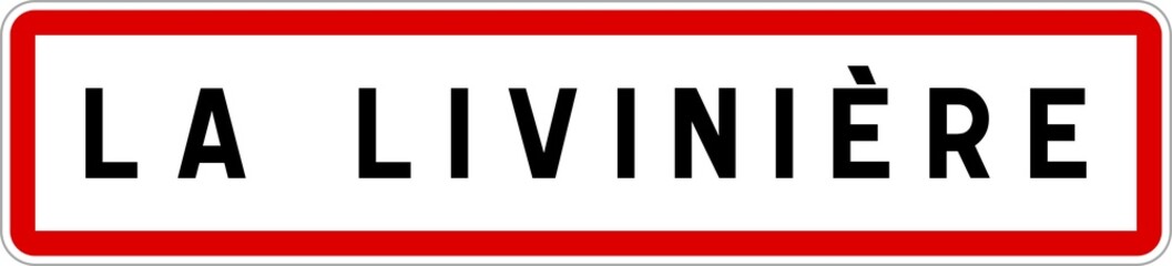 Fototapeta premium Panneau entrée ville agglomération La Livinière / Town entrance sign La Livinière