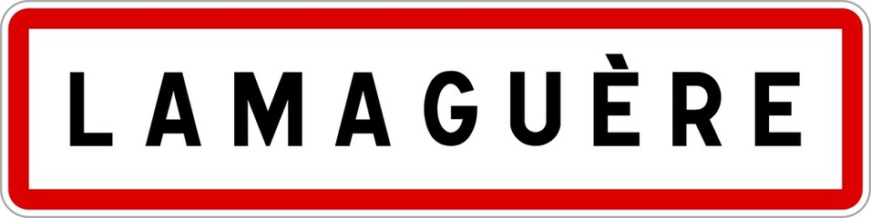 Panneau entrée ville agglomération Lamaguère / Town entrance sign Lamaguère