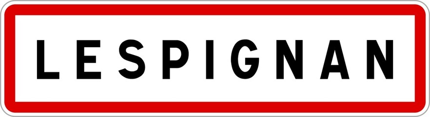 Panneau entrée ville agglomération Lespignan / Town entrance sign Lespignan