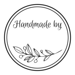 Hand Made with Love by inscription lettering quote. Made with Love calligraphy. Made with Love card. Vector illustration