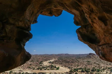 Foto op Aluminium Laas Geel, Somaliland - November 10, 2019: Panoramic View from the Las Geel Caves to the Around Valley © Dave