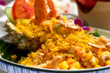 A golden and tempting Thai pineapple fried rice
