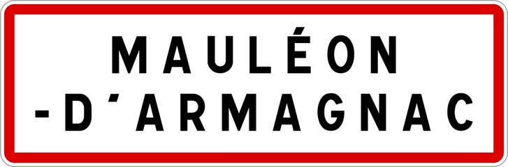 Panneau entrée ville agglomération Mauléon-d'Armagnac / Town entrance sign Mauléon-d'Armagnac