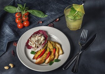 grilled meat with vegetables