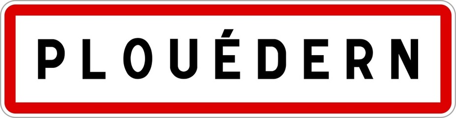 Panneau entrée ville agglomération Plouédern / Town entrance sign Plouédern