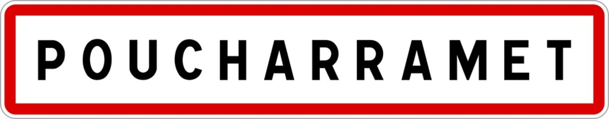 Panneau entrée ville agglomération Poucharramet / Town entrance sign Poucharramet