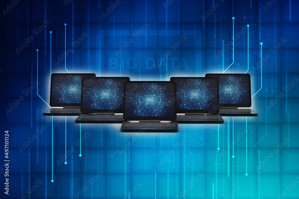 Poster 3d rendering technology computer network