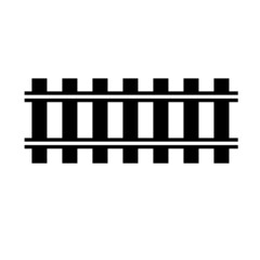 Railroad tracks black icons. Transportation rail curve straight and road illustration