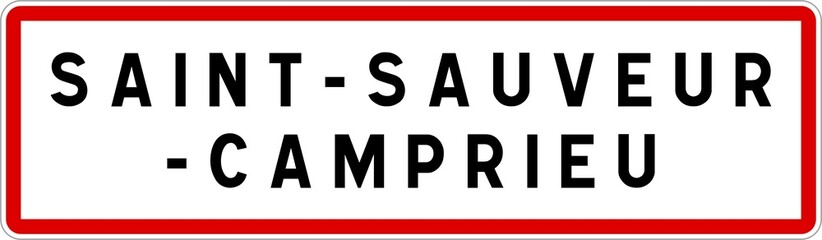 Panneau entrée ville agglomération Saint-Sauveur-Camprieu / Town entrance sign Saint-Sauveur-Camprieu