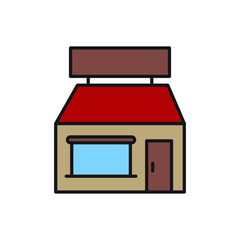 Building shop Icon color for website, symbol presentation