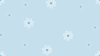 cute flower pattern on blue background, perfect for wallpaper, backdrop, postcard, background