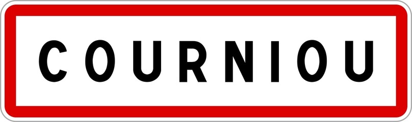 Panneau entrée ville agglomération Courniou / Town entrance sign Courniou