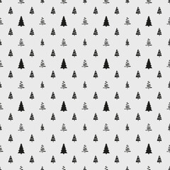 Seamless pattern with christmas trees. Abstract geometric wallpaper. Geometric art. Print for textiles, fabrics, polygraphy, posters. Greeting cards. Black and white illustration