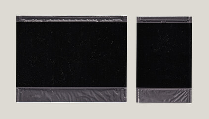 Isolated Wide Instant Photo Frame Card Back Side. Realistic Vintage Grunge Dirty Texture. 