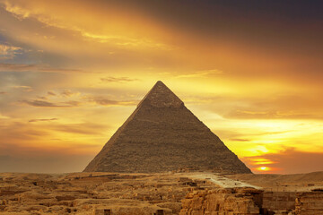 Naklejka na ściany i meble Pyramid of Cheops in Giza Egypt 