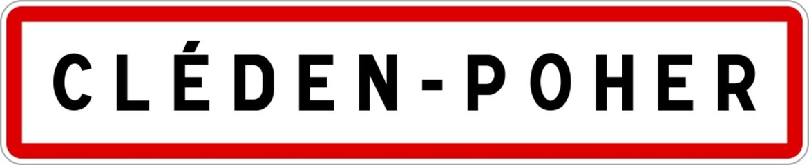 Panneau entrée ville agglomération Cléden-Poher / Town entrance sign Cléden-Poher