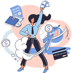 Financial analysis concept effective management of funds other assets of company. Increase in monetary resources, successful capital investments, corporate profit. Accounting organization process