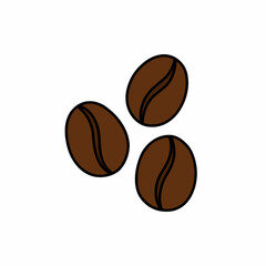coffee beans doodle icon, vector color line illustration