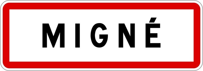 Panneau entrée ville agglomération Migné / Town entrance sign Migné