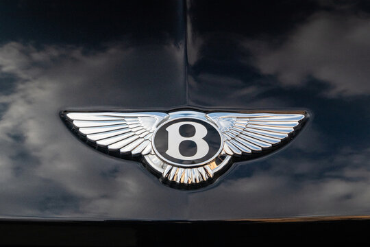 Slovenia, Ljubljana - March 9 2022: Bentley badge logo of luxury car.