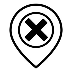 Obraz premium Map Pin Delete Flat Icon Isolated On White Background
