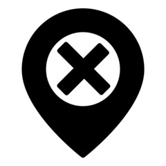 Map Pin Delete Flat Icon Isolated On White Background