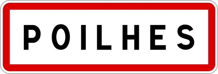 Panneau entrée ville agglomération Poilhes / Town entrance sign Poilhes