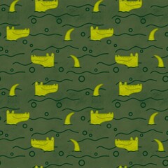 Kids seamless crocodile pattern for fabrics and textiles and packaging and gifts and cards and linens and wrapping paper