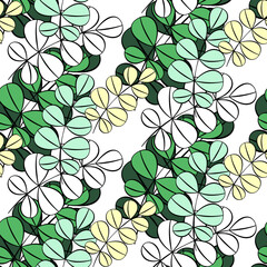 Vector seamless half-drop pattern, with leaves