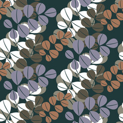 Vector seamless half-drop pattern, with leaves