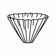 origami coffee method doodle icon, vector color line illustration