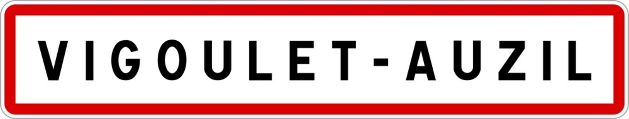 Fototapeta premium Panneau entrée ville agglomération Vigoulet-Auzil / Town entrance sign Vigoulet-Auzil