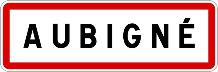 Panneau entrée ville agglomération Aubigné / Town entrance sign Aubigné
