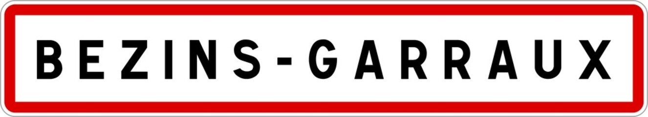 Panneau entrée ville agglomération Bezins-Garraux / Town entrance sign Bezins-Garraux