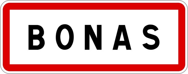Panneau entrée ville agglomération Bonas / Town entrance sign Bonas
