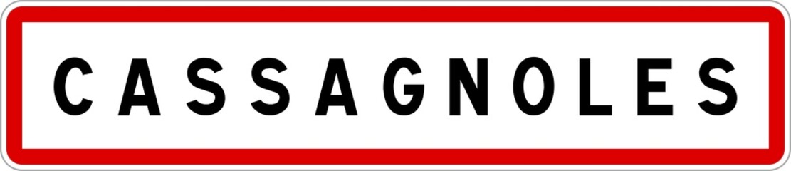 Panneau entrée ville agglomération Cassagnoles / Town entrance sign Cassagnoles